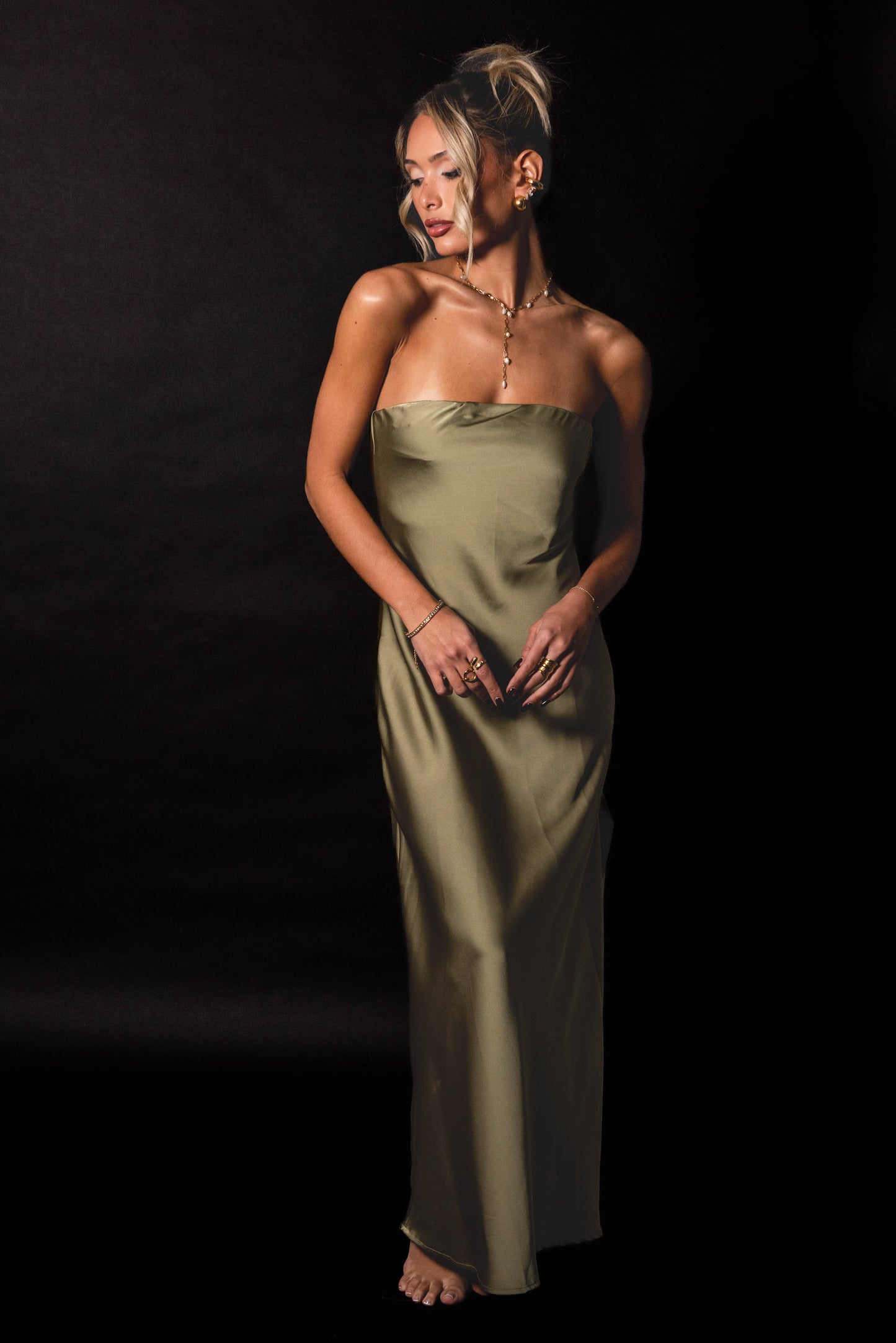OLIVE SILK DRESS