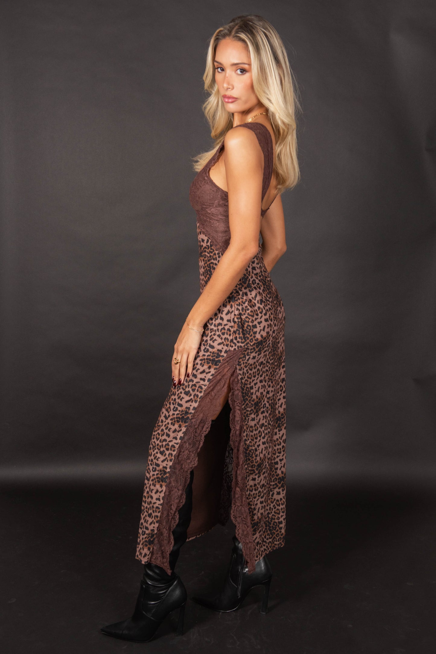 BROWN ANIMAL PRINT DRESS