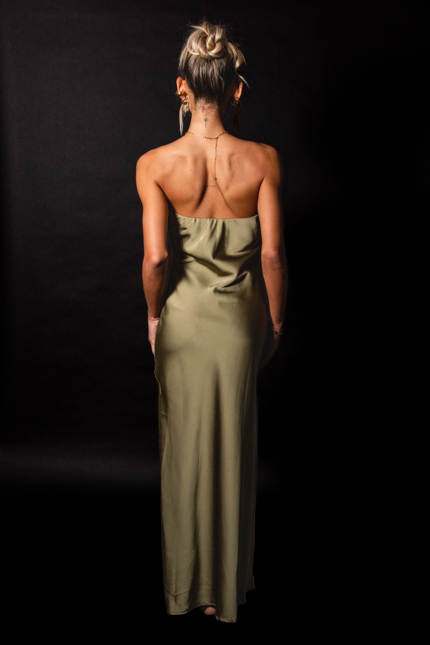 OLIVE SILK DRESS